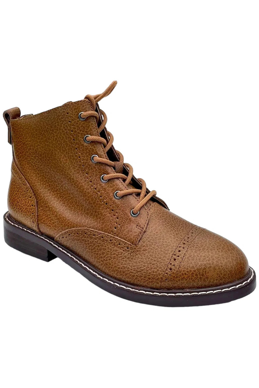 NYDJ Women's Eileen Lace Up Ankle Bootie Cognac - Medium